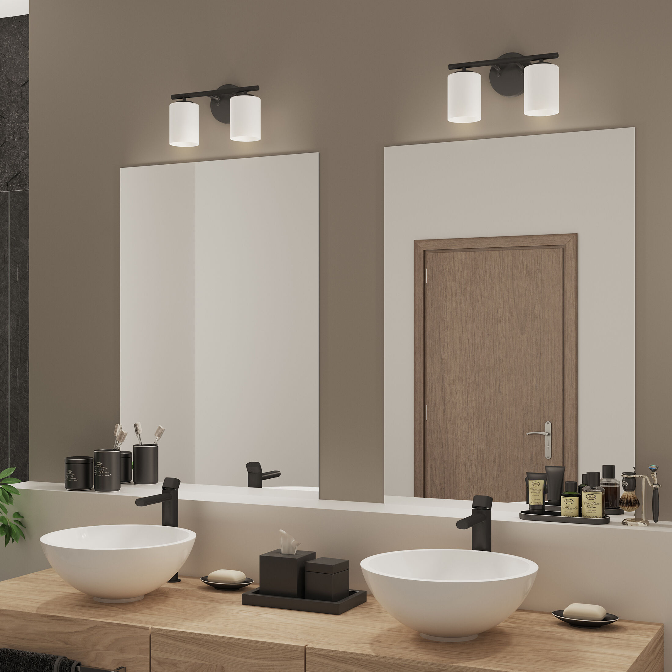 Replay 2 Light 13 inch Black Bath Vanity Wall Light